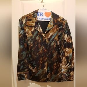 Jones New York Multicolor Abstract Button-Up Blouse